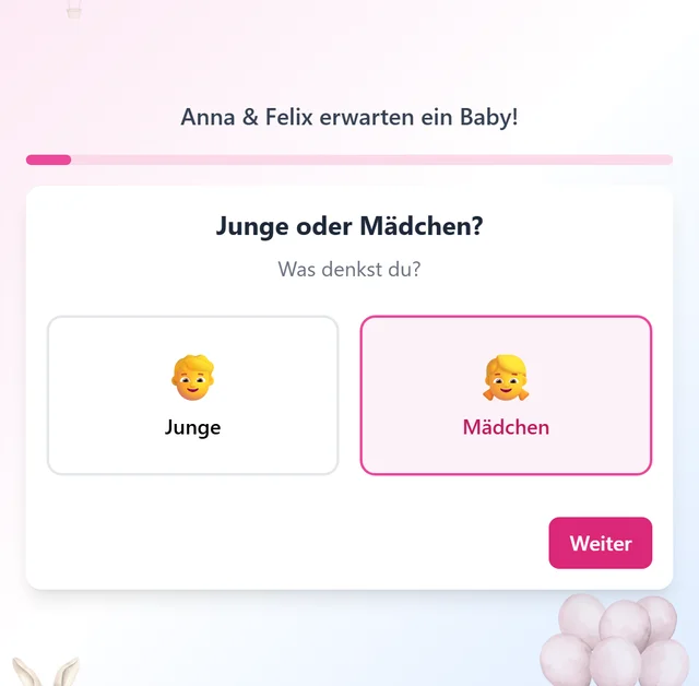 Baby Tippspiel: Junge oder Mädchen? Was denkst du?